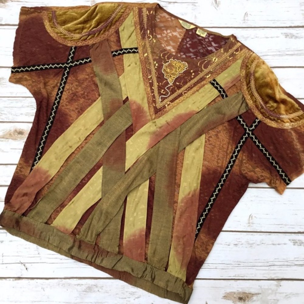 Vintage Mixed Materials Art To Wear Tunic Top - Picture 5 of 8